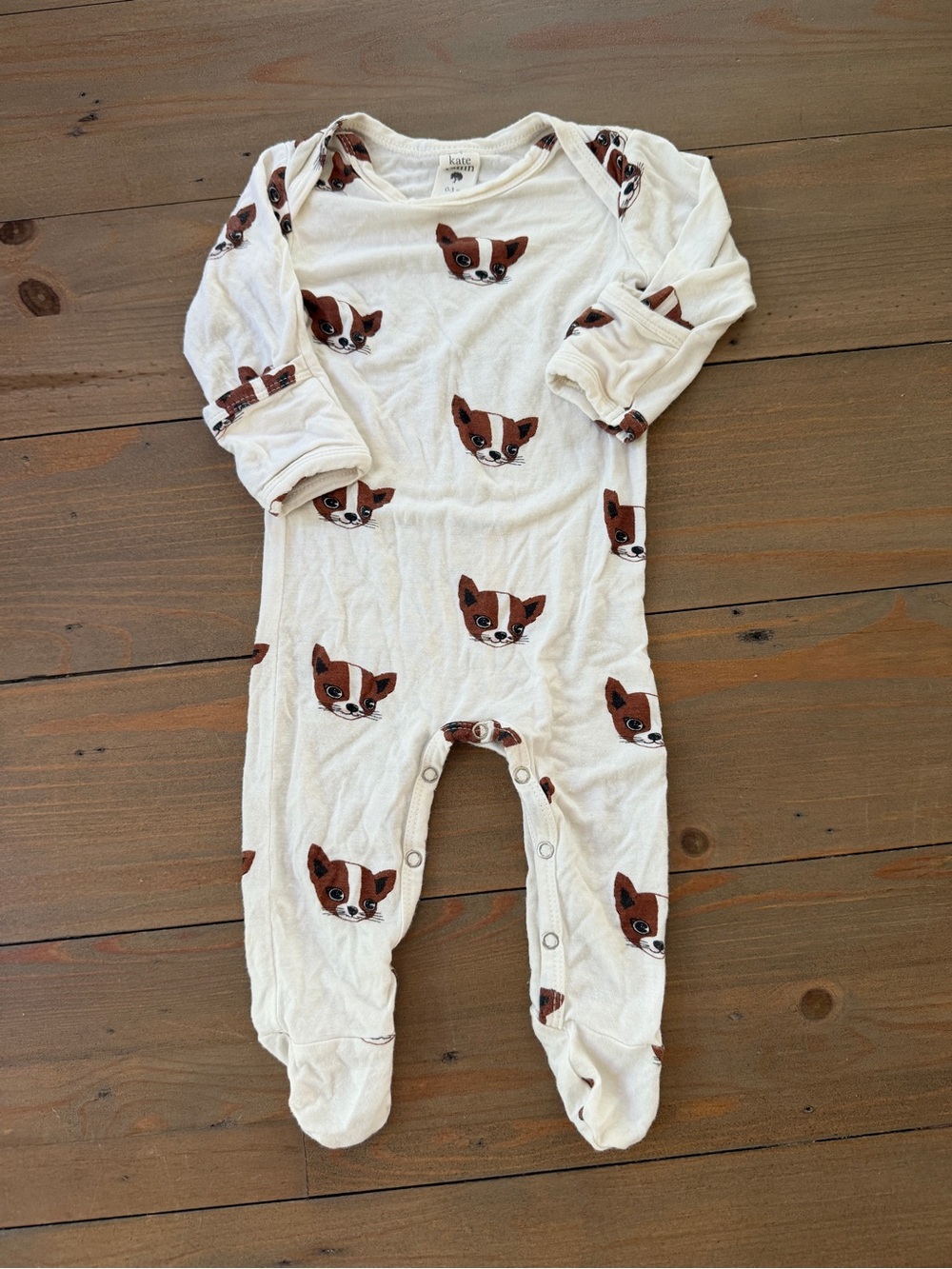 Kate Quinn Bamboo Dog Print Footie - 0-3 Months